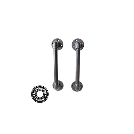 Ironwerks Designs 10" Black/Grey Industrial Vintage Pipe Door And Drawer Handle IW-10INCH-BDOR